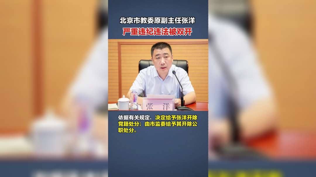 北京市教委原副主任张洋严重违纪违法被双开